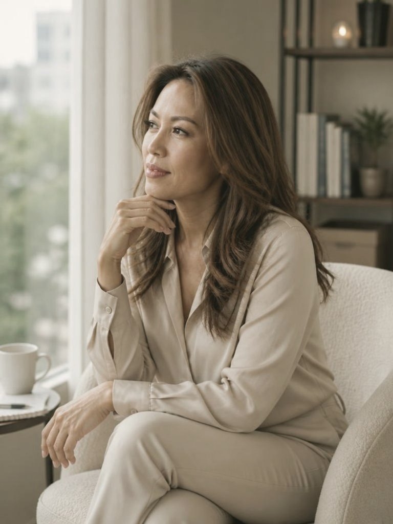 Vivian d'Espagnac, founder of The Unfold Space, seated by a window